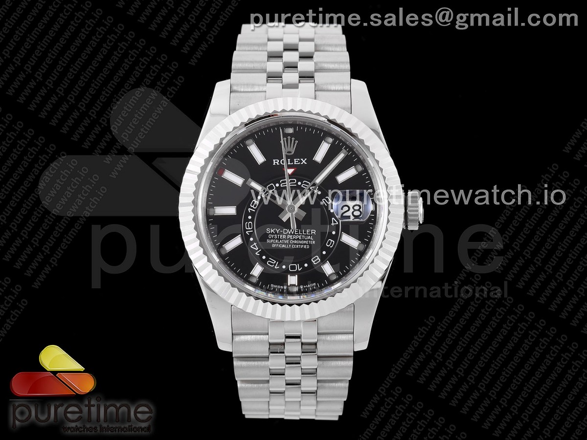 [ZF] Rolex Sky-Dweller 326934 904L SS Black Dial on SS Jubilee Bracelet A2824